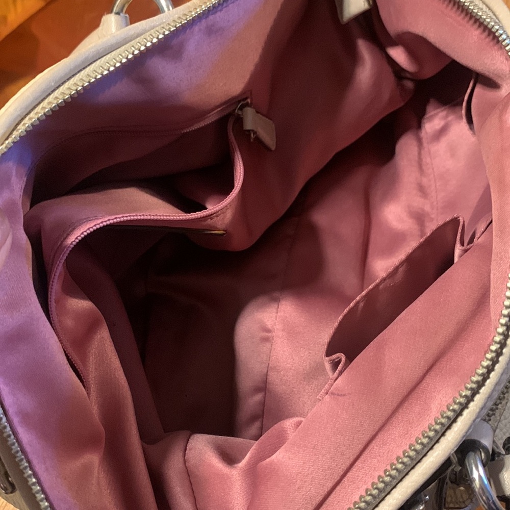 COACH MADISON SOPHIA PURSE IVORY CREAM WITH SNAKE PYTHON PRINT TRIM - Picture 9 of 14